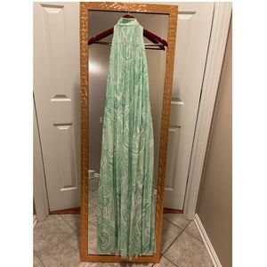 ASOS green and white halter dress